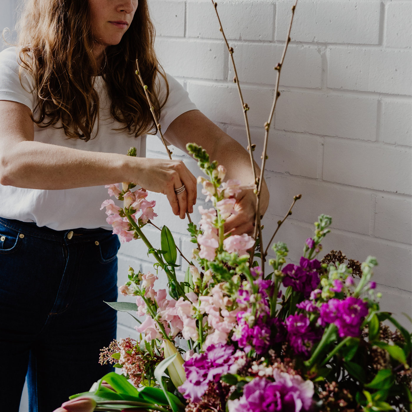 Perth Florist, Fresh Flowers, woman arranging